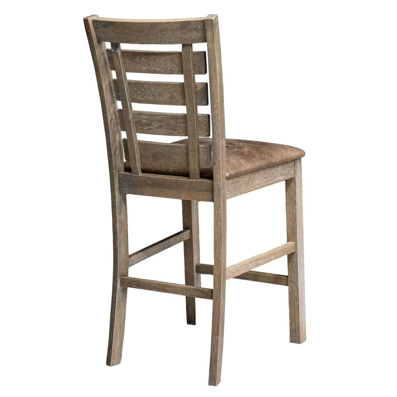 Set Of 2 Counter Height Dining Chairs Rustic Distressed Wood - Image 8