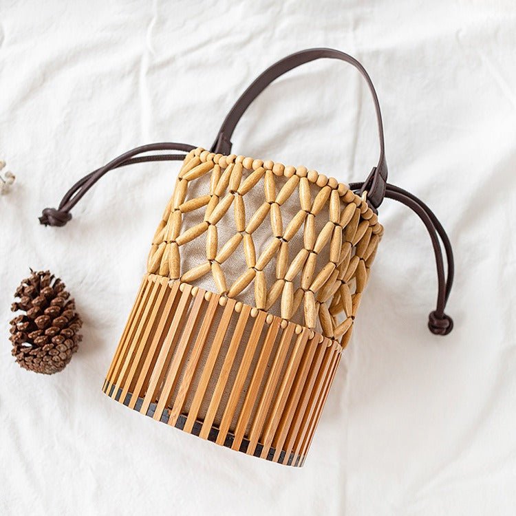 Handwoven Bamboo Crossbody Bag for Women – Rattan Beach Bag - Image 4