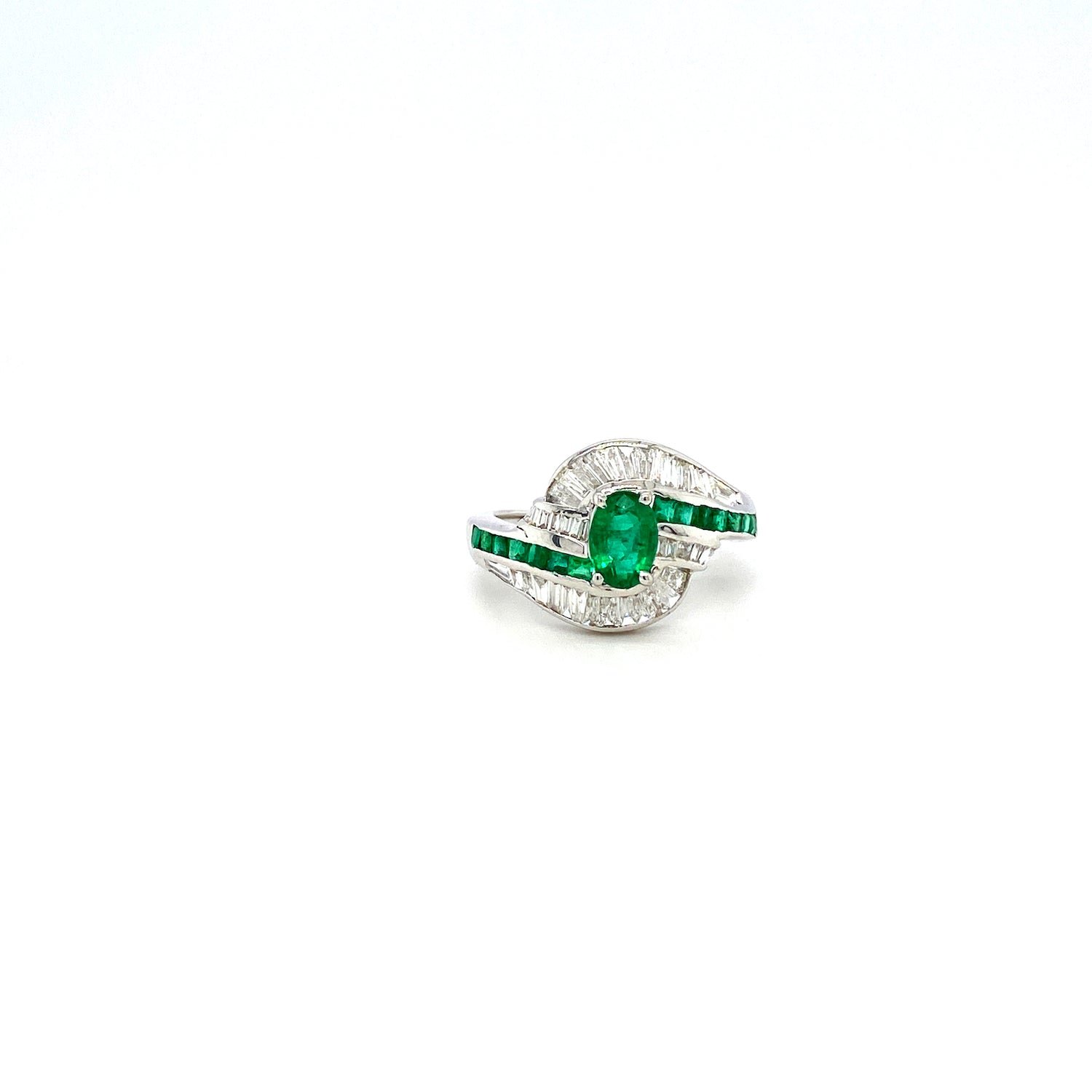 Emerald and Diamond Ring in 18K White Gold - KGR 14190