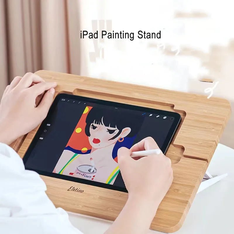 Bamboo Tablet Stand – Adjustable Foldable iPad Holder - Image 4