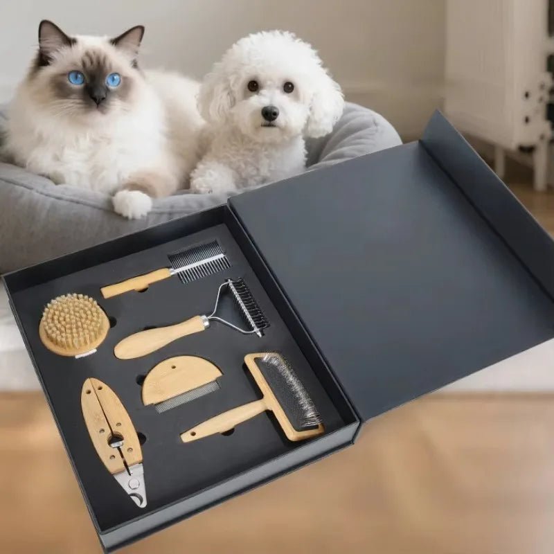 Bamboo Pet Grooming Set – Eco-Friendly Dog Brush Kit