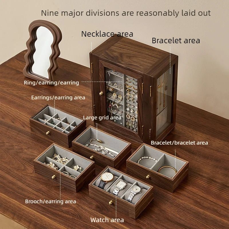 Rotating Solid Wood Jewelry Box – 360° Large Capacity Organizer - Image 3
