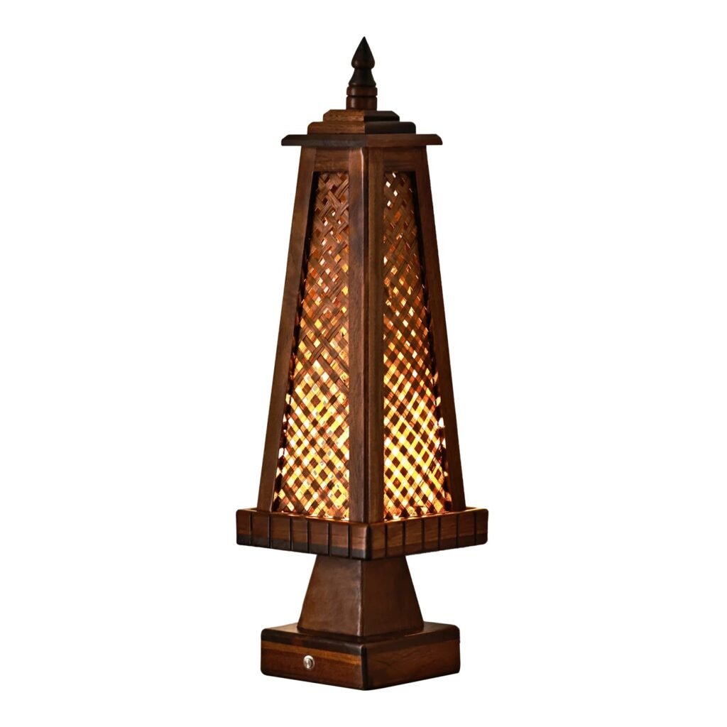 Handwoven Bamboo Floor Lamp - Retro Chinese Style Woven Shade