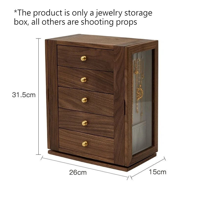 Rotating Solid Wood Jewelry Box – 360° Large Capacity Organizer - Image 7