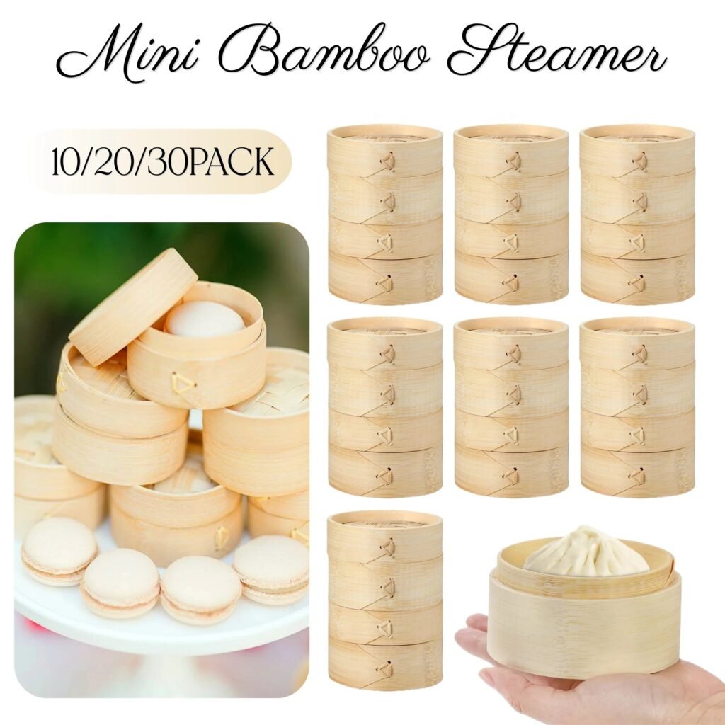Mini Bamboo Steamers 3-Inch – 10/30 Pack Dumpling Baskets for Events