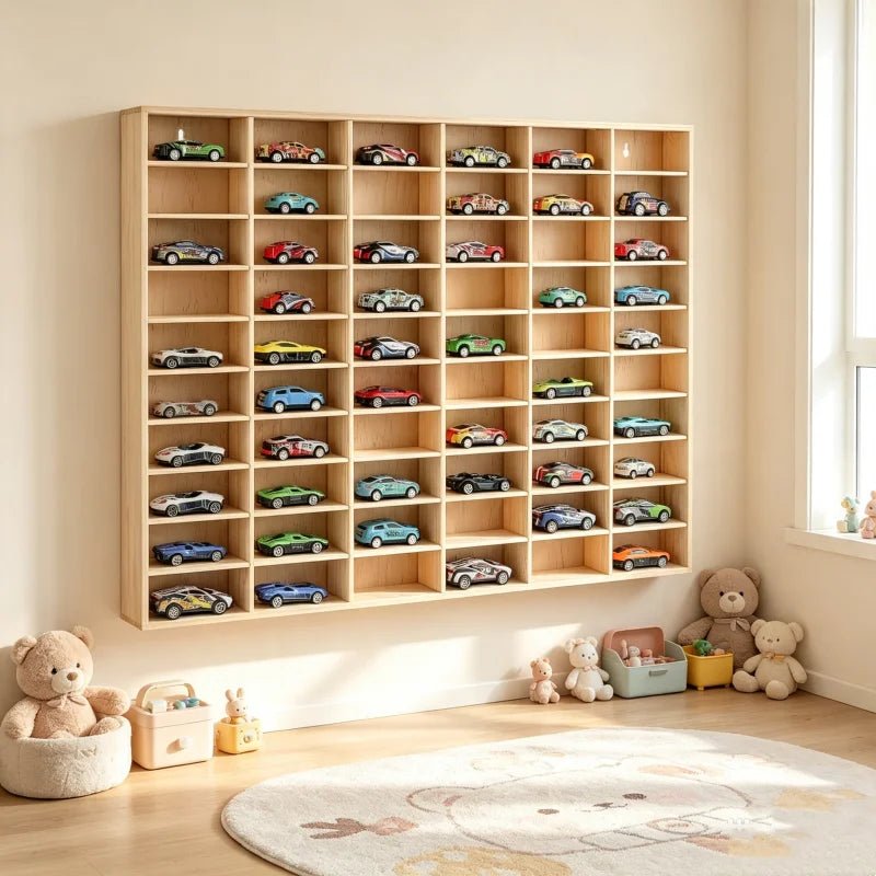 Wooden Model Car Display Case – 1/64 Die-Cast Toy Car Storage