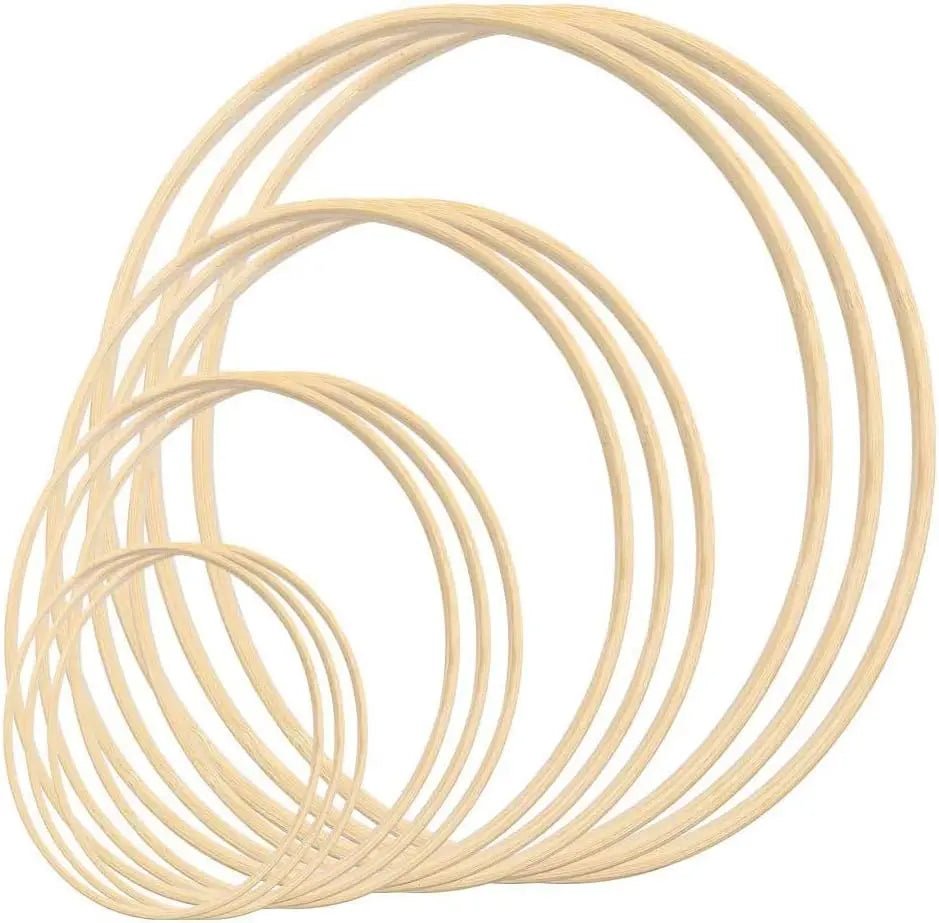 12-Pack Bamboo Craft Hoops – Wreath & Dream Catcher Rings 4 Sizes