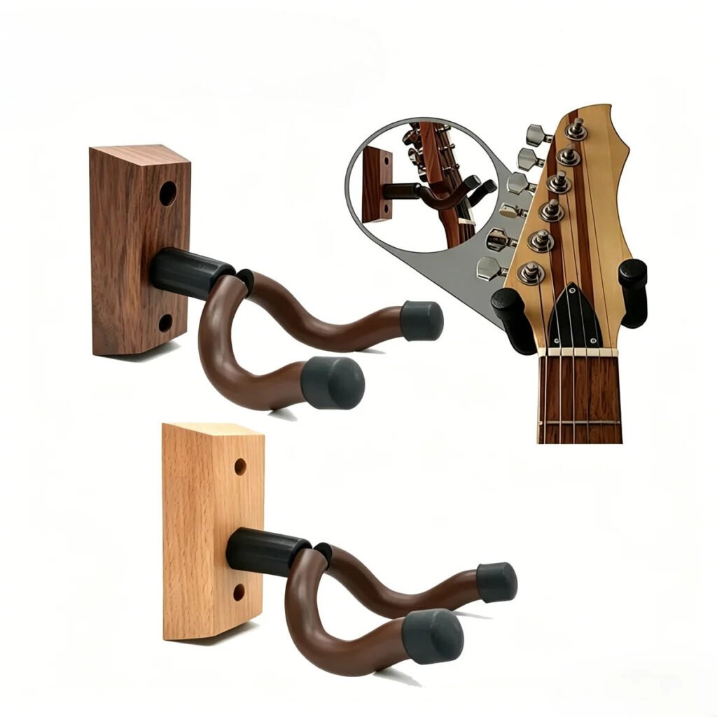 Wooden Guitar Wall Mount – U-Shaped Rotating Hook Hanger, 2 Colors