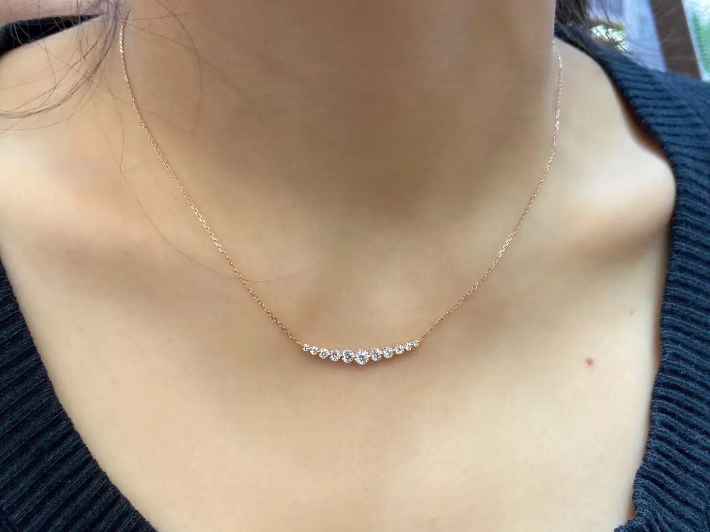 18K Solid Gold Lab-Grown Diamond Smile Necklace — 0.60ct - Image 3