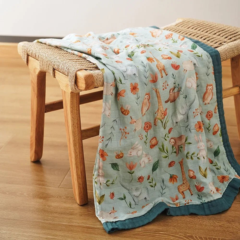 2-Layer Bamboo Baby Blanket – Soft Swaddle & Bath Towel