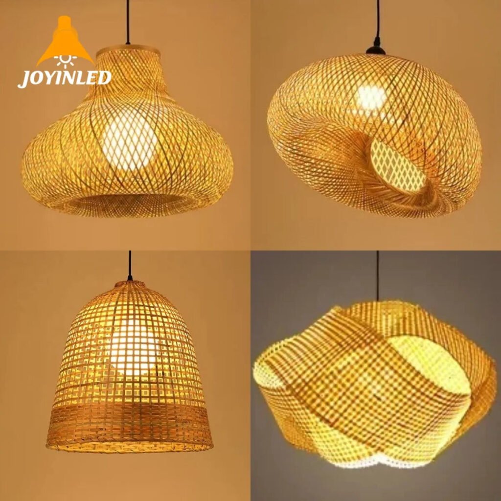 Bamboo Rattan Pendant Lampshade – Handwoven Rustic Hanging Light