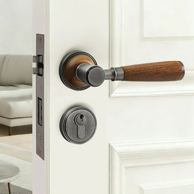 Wood-Style Door Lock with Handle – Silent, Keyed Alike
