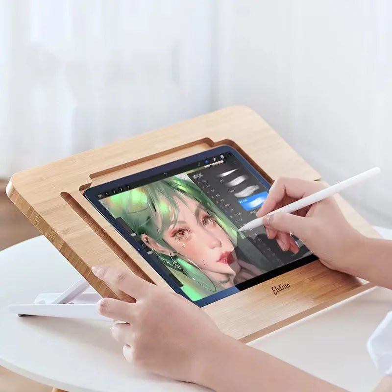 Bamboo Tablet Stand – Adjustable Foldable iPad Holder - Image 2