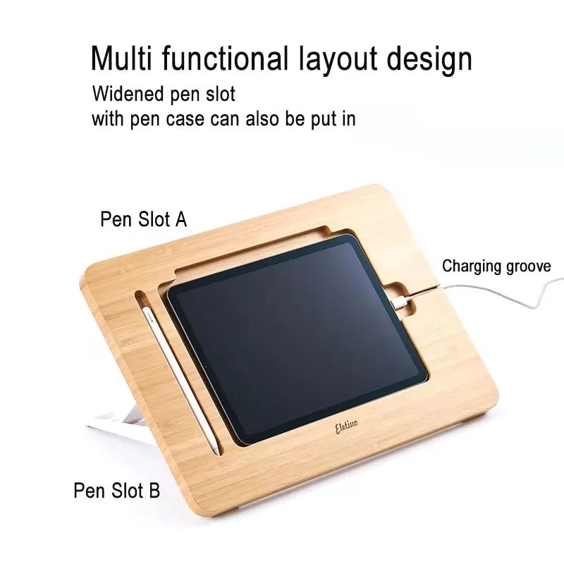 Bamboo Tablet Stand – Adjustable Foldable iPad Holder - Image 3