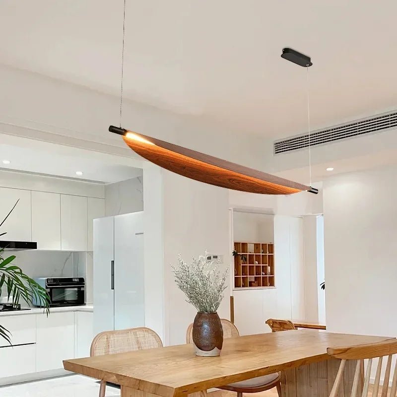 Wooden LED Pendant Light – Leaf Chandelier Hanging Lamp