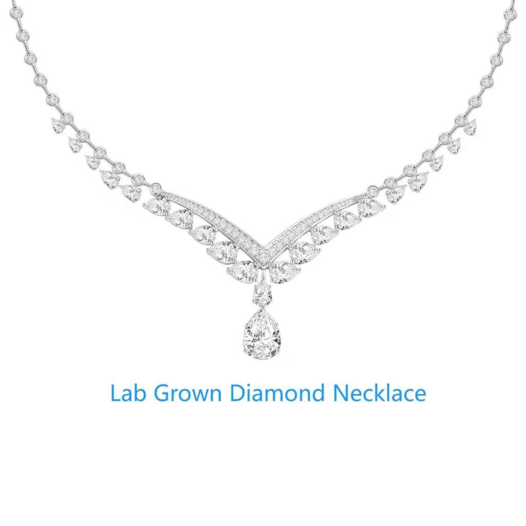 10K Gold Lab-Grown Diamond Pendant Necklace – Pear Cut, 6.8ctw