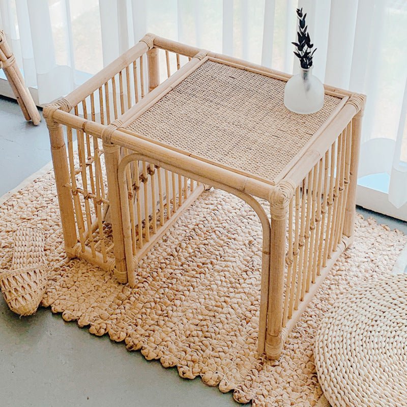 Wicker Japanese-style Square Tea Table Tatami-style Storage Coffee