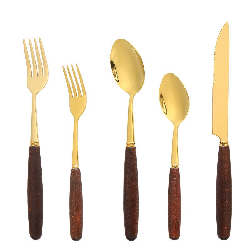 Creative Wood Grain Handle Simple Spoon Fork - Image 3