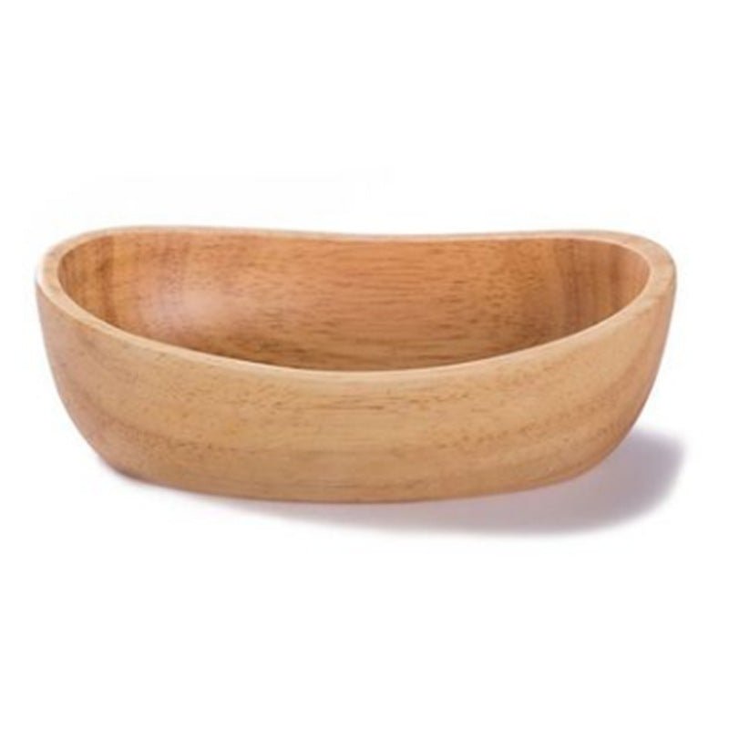 Natural Thick Bottom Rubber Wood Boat Compote Salad Bowl - Image 3