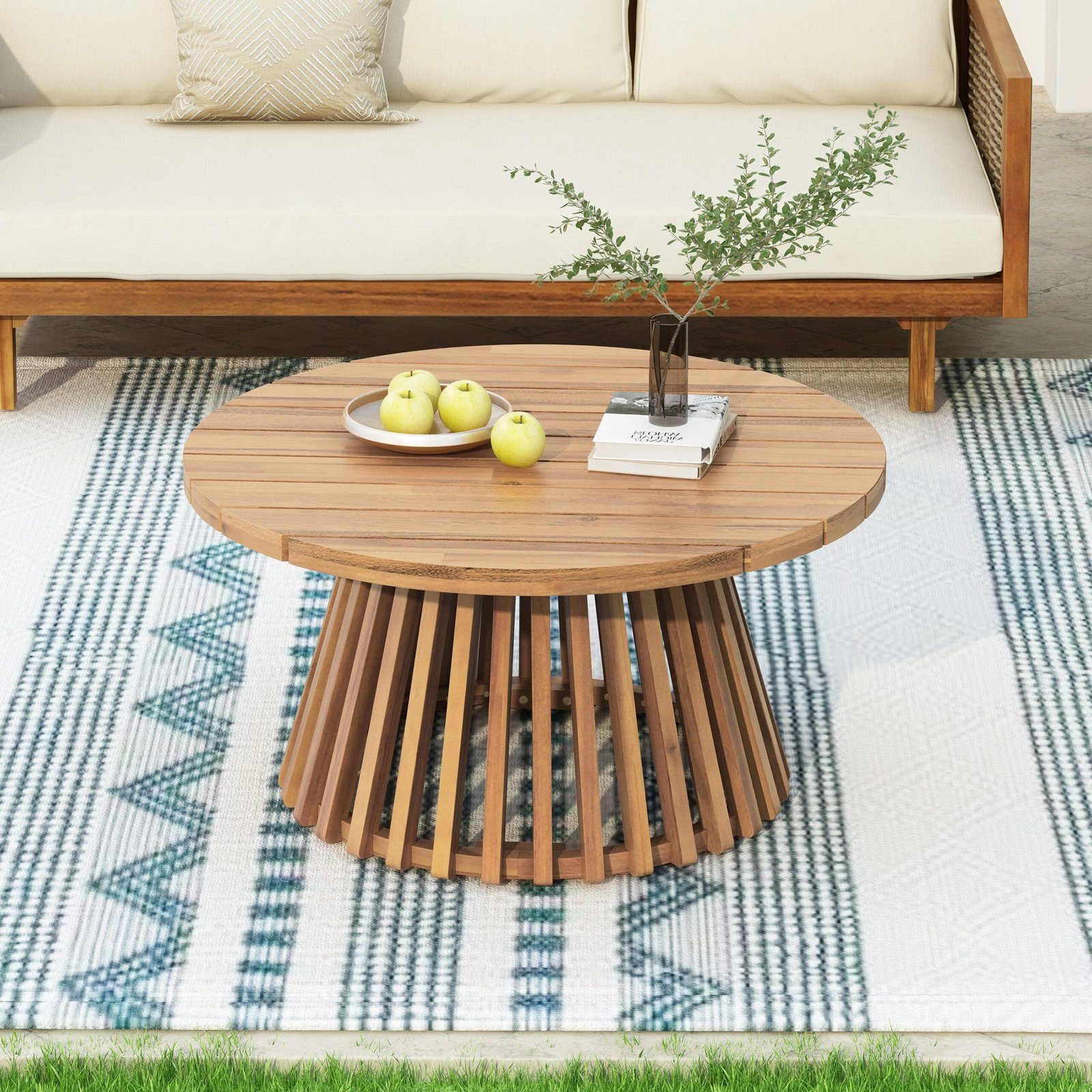 Acacia Wood Patio Coffee Table - Image 3