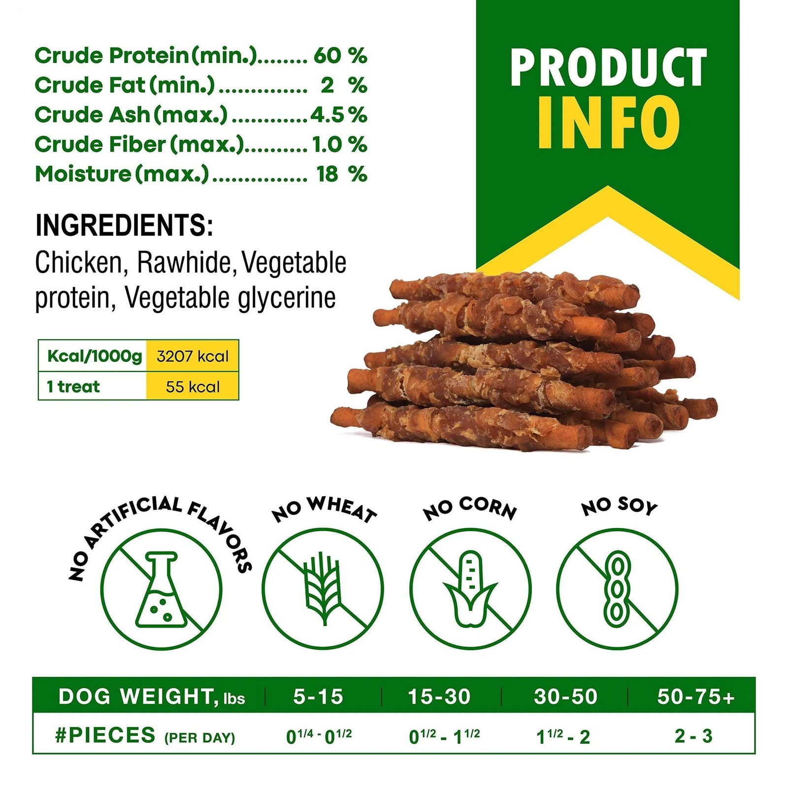 Dog Smoked Rawhide Sticks Wrapped Chicken Pet Natural Chew Treats Grain Free Organic Meat Healthy Human Grade Dried Snacks In Bulk - Image 5